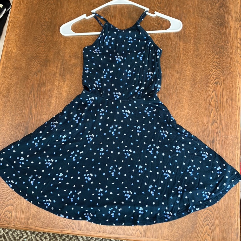 Abercrombie kids (M)12, soft dk/ltblue stars-spaghetti strap-fully lined skirt.